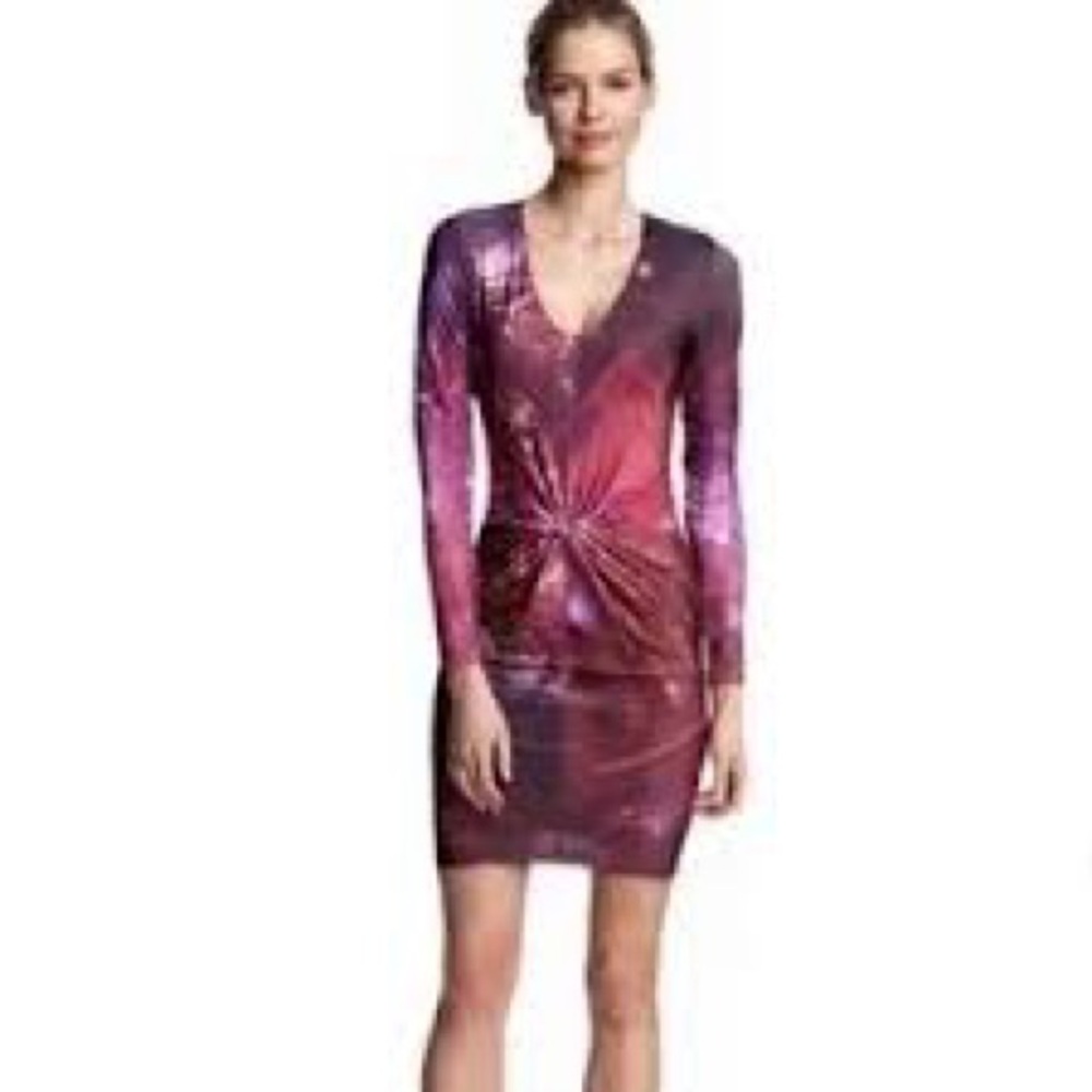 Ted Baker "Makala" twist front v neck long sleeve dress Sz 8